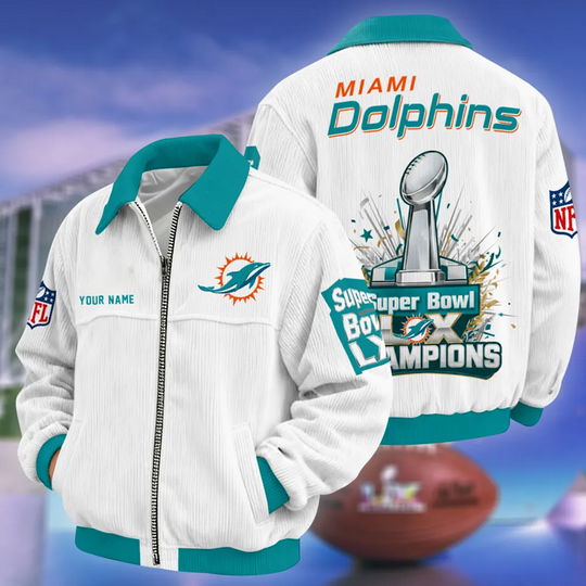 Miami Dolphins Super Bowl LX Varsity Bomber Jacket, Football Lover Jacket