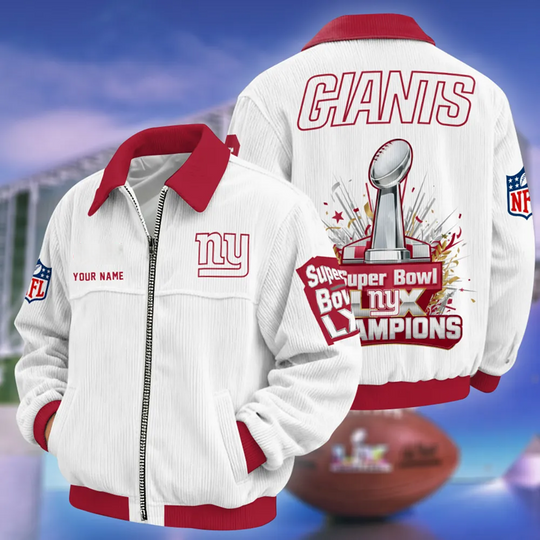 New York Giants Super Bowl LX Varsity Bomber Jacket, Football Lover Jacket