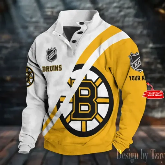Boston Bruins NHL Double Breasted Stand Collar Sweatshirt