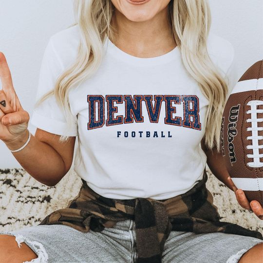 Retro Bronco Football Shirt, Varsity Style Game Day Tee, Denver Football Crewneck, Sunday Football Tailgate Fan Gift, Football Shirt