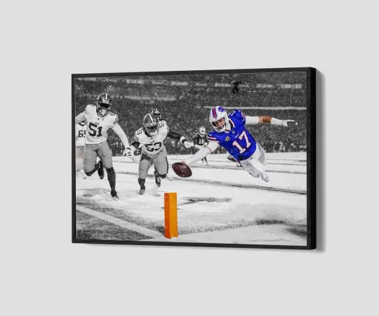 Josh Allen Diving for Touchdown Vertical Poster