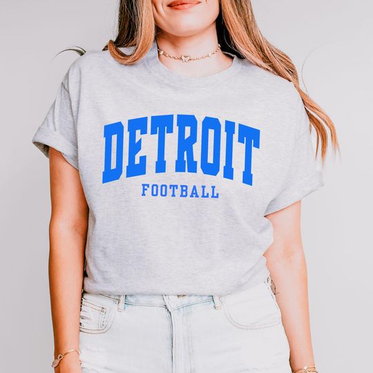 Discover Unisex Detroit Football Shirt, Sunday Football Tee, Retro Tailgate Outfit, Game Day Gift Idea, Vintage Detroit Football Crewneck for Fans