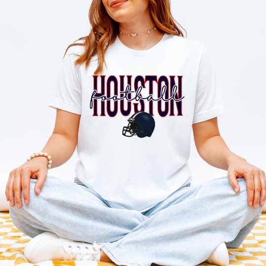 Discover Houston Football Women Shirt, Game Day T-Shirt for Her, Texan Fan Girl Outfit, Houston Football Tailgate Sunday Shirt