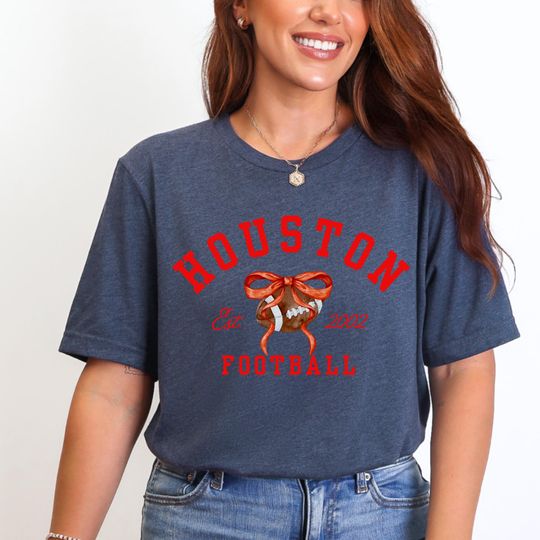 Discover Coquette Houston Football Women Fans Shirt, Texan Game Day and Tailgate Shirt, Houston Tailgate T-Shirt