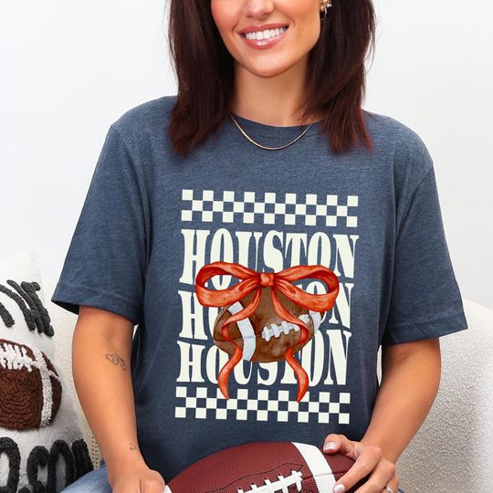 Discover Coquette Houston Football Women Fans Shirt, Texan Game Day and Tailgate Shirt, Houston Tailgate T-Shirt