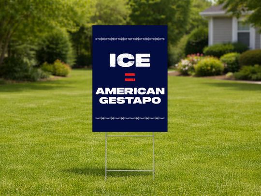 Discover Ice Equals American Gestapo Yard Sign, Anti Ice Yard Sign, Immigration Protest Yard Sign, Political Lawn Sign, Activist Protest Yard Sign