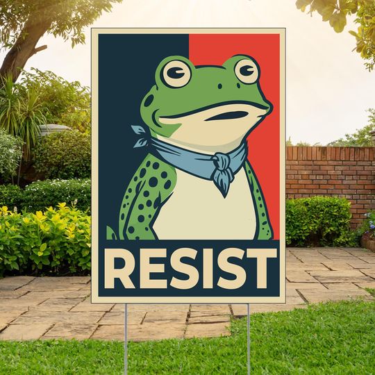 Discover Portland Frog Anti-ICE Protest Yard Sign - Anti-Trump, Protect Democracy, Resist Fascism Yard Sign with Metal H-Stake, No Kings In America