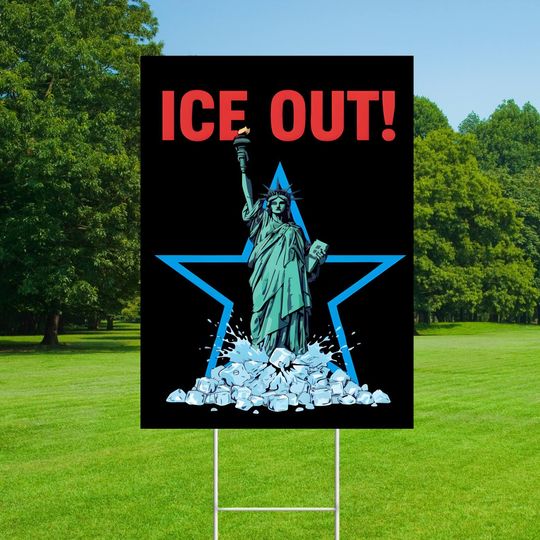 Discover ICE Out Yard Sign | Abolish ICE Protest Sign | Anti-Trump Anti-Fascism Lawn Sign | Stop ICE Immigration Justice Sign
