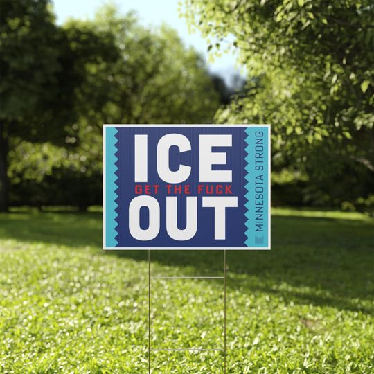 Discover ICE GTF Out, 24x18" Yard & Protest Sign + Stake