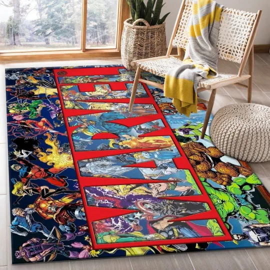 Discover Marvel Gaming Rug for Living Room, Area Carpet Decor Gift for Him