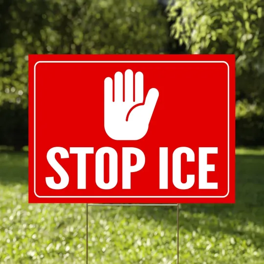 Discover Stop ICE No Kings In America ICE Out Of For Good Red And White Yard Sign