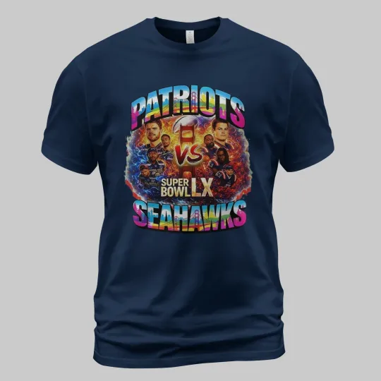 Seattle Seahawks & New England Patriots 2026 Super Bowl LX T-Shirt