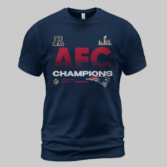 Discover New England Patriots 2025 AFC Champions Super Bow LX Go Pats TShirt, S to 5XL