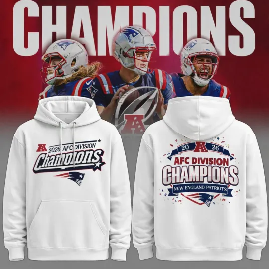 Discover HOT NEW ITEM! New England Patriots 2026 AFC Division Champions White Hoodie