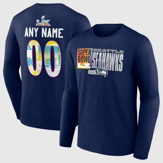 Seattle Seahawks Super Bowl LX Name & Number Long Sleeve Shirt