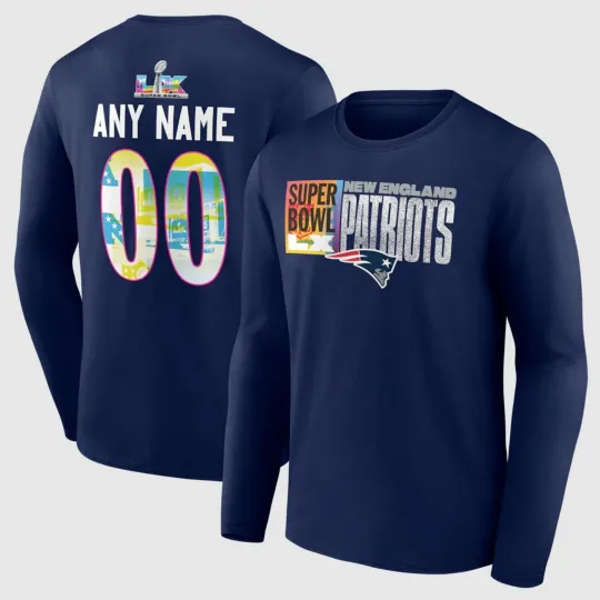 New England Patriots Super Bowl LX Name & Number Long Sleeve Shirt