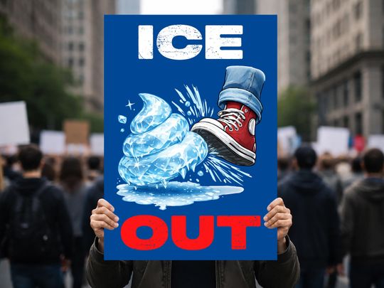 Discover ICE Out Yard Sign Crushing Ice Sneaker Protest, Stop Mass Deportation Political Lawn Decor, Social Justice Activist Resistance