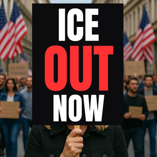 Discover ICE OUT NOW Protest Sign for Immigration Rights - Abolish Ice Social Justice Wall Art and Political Awareness Poster