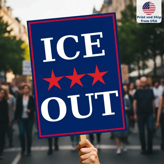Discover ICE OUT Protest Sign, Abolish ICE Poster, Immigrant Rights Wall Art, Anti Trump Rally Sign, Social Justice Decor, Political Resistance Gift