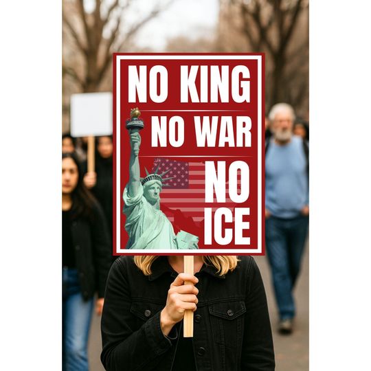 Discover No King No War No ICE Protest Sign: Renee Nicole Good, Alex Pretti, Minneapolis Protest Sign. Anti-ICE Anti-Trump Protest Poster