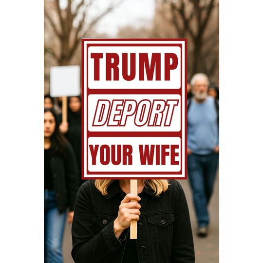 Discover Trump Deport Your Wife Protest Sign by Renee Nicole Good & Alex Pretti, Minneapolis, Anti-ICE, Anti-Trump