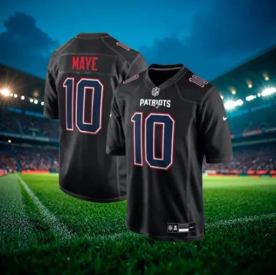 Discover Drake Maye #10 Patriots Carbon Black 2025 Jersey