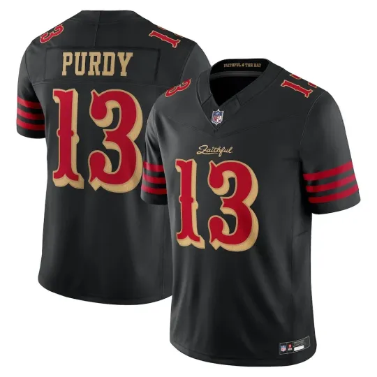 Discover Men's 49ers Brock Purdy Black 2025 Rivalries Collection Limited Stitched Jersey