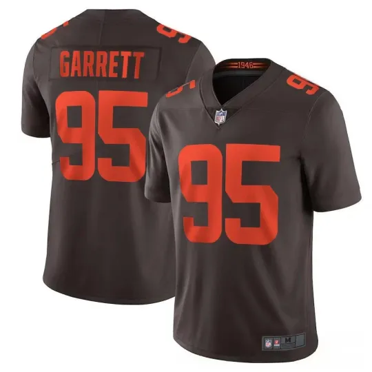NWT Men's Browns #95 Myles Garrett Brown Alpha Dawg Game Jersey