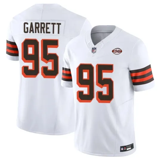 NWT Men's Browns #95 Myles Garrett White 2025 Jersey
