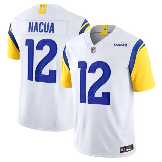 Discover NWT Men's Rams #12 Puka Nacua White Limited All Stitched Player Jersey S-3XL