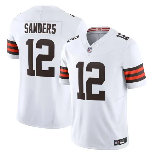 Discover NWT Men's Browns #12 Shedeur Sanders White Limited Stitched Player Jersey S-3XL