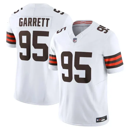 NWT Men's Browns #95 Myles Garrett White Limited Jersey