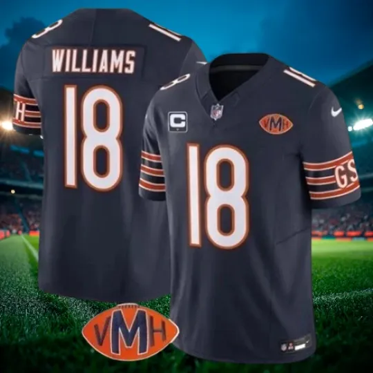 Discover Caleb Williams #18 Bears Navy 2026 VMH Patch Jersey