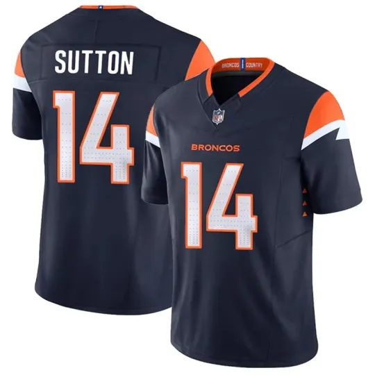 NWT Men's Broncos #14 Courtland Sutton Navy FUSE Jersey
