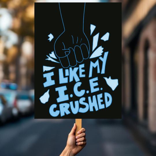 Abolish Ice Protest Sign, No Human Is Illegal Poster , Political Merch, Anti Maga Rally Sign