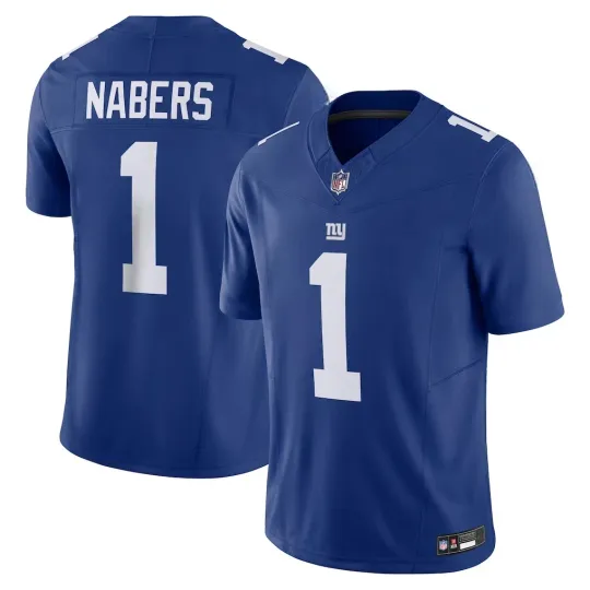 Discover NWT Men's Giants #1 Malik Nabers Royal Limited Stitched Jersey S-3XL