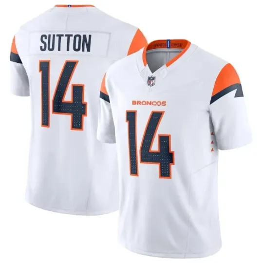 Discover NWT Men's Broncos #14 Courtland Sutton White FUSE Limited Stitched Jersey S-3XL