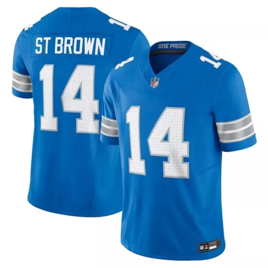 Discover NWT Men's Lions #14 Amon-Ra St. Brown Blue Limited All Stitched Jersey S-3XL