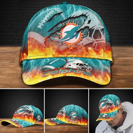 Discover Personalized Miami Football Dolphinss Team Classic Cap Gift For Husband Dad