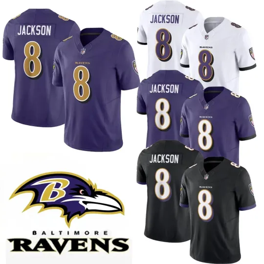 Discover NWT Men's Raven #8 Lamar Jackson All Stitched Game Jersey
