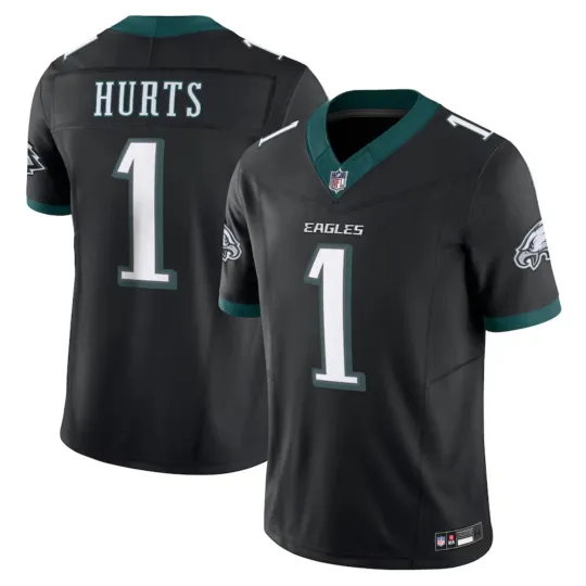 Discover NWT Men's/Youth Eagles #1 Jalen Hurts Black Alternate Jersey