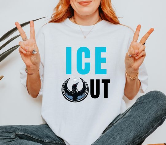 Discover ICE OUT T-Shirt, MN State Bird Loon Protest Tee, Anti Ice Tee