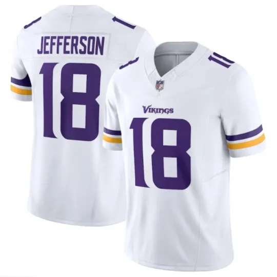 Discover NWT Men's/Youth Vikings #18 Justin Jefferson White Jersey