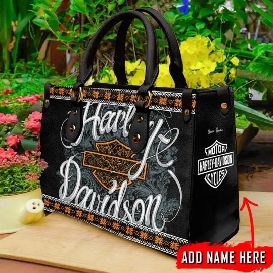 Discover Personalized Harley Motor Davidsonn Racing Leather Handbag Biker Gift