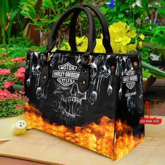 Discover Personalized Harley Motor Davidsonn Racing Leather Handbag Biker Gift