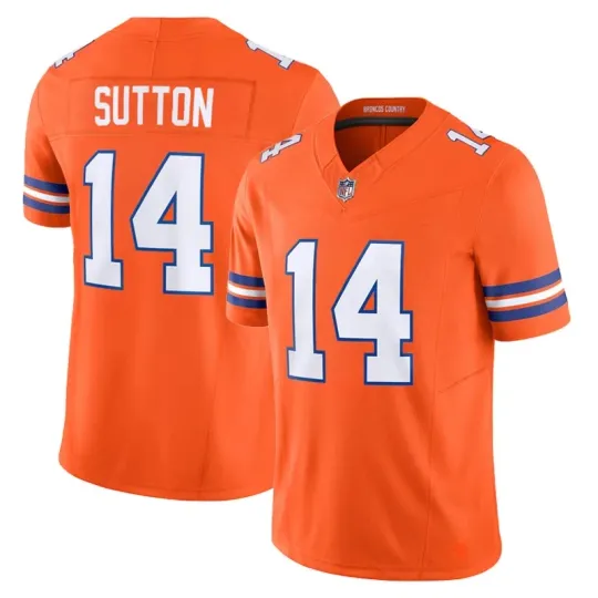 Discover Broncos #14 Courtland Sutton Orange Mile High Collection 1977 Throwback Jersey