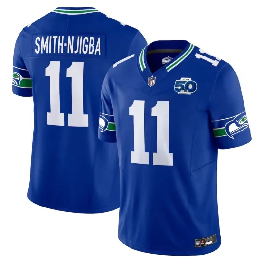 NWT Seahawks #11 Jaxon Smith-Njigba Royal Alternate 2 50th Season Limited Jersey