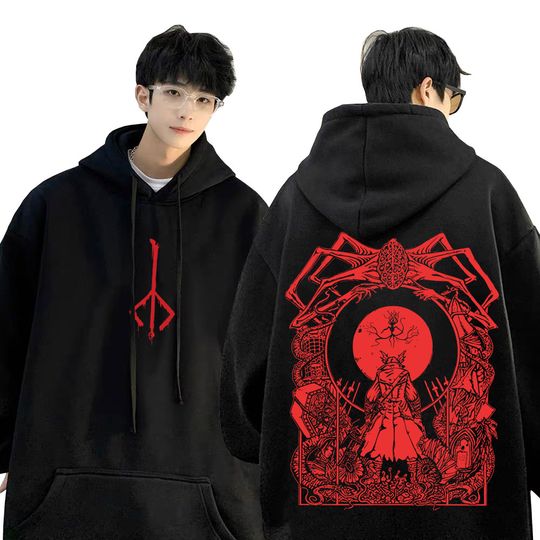 Discover Game Bloodborne Graphic Hoodie Horror Hunter Cosplay Merch Sweatshirt Men Women Casual Vintage Pullover Man Oversized Streetwear