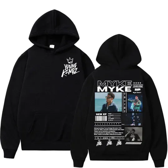 Discover Rapper Myke Towers album cover hoodie Men Hip-hop Street retro hoodie autumn and winter comfort hoodie