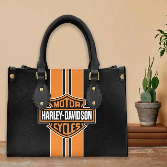 Discover Personalized Harley Motor Davidsonn Racing Leather Handbag Zipper Biker Gift